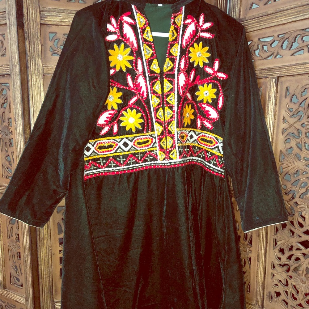 New velvet kurti dress shirt embroidery small
